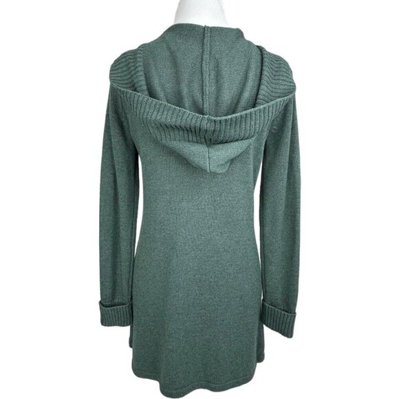 Tahari Women’s Green Luxury Open Cardigan Hooded Long Knit Sweater S/C34 - Picture 5 of 12